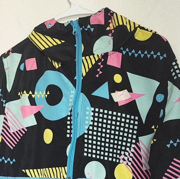 Super Massive Women's Printed Multi-colored Hooded Windbreaker Zip Front Sz S - Picture 5 of 11